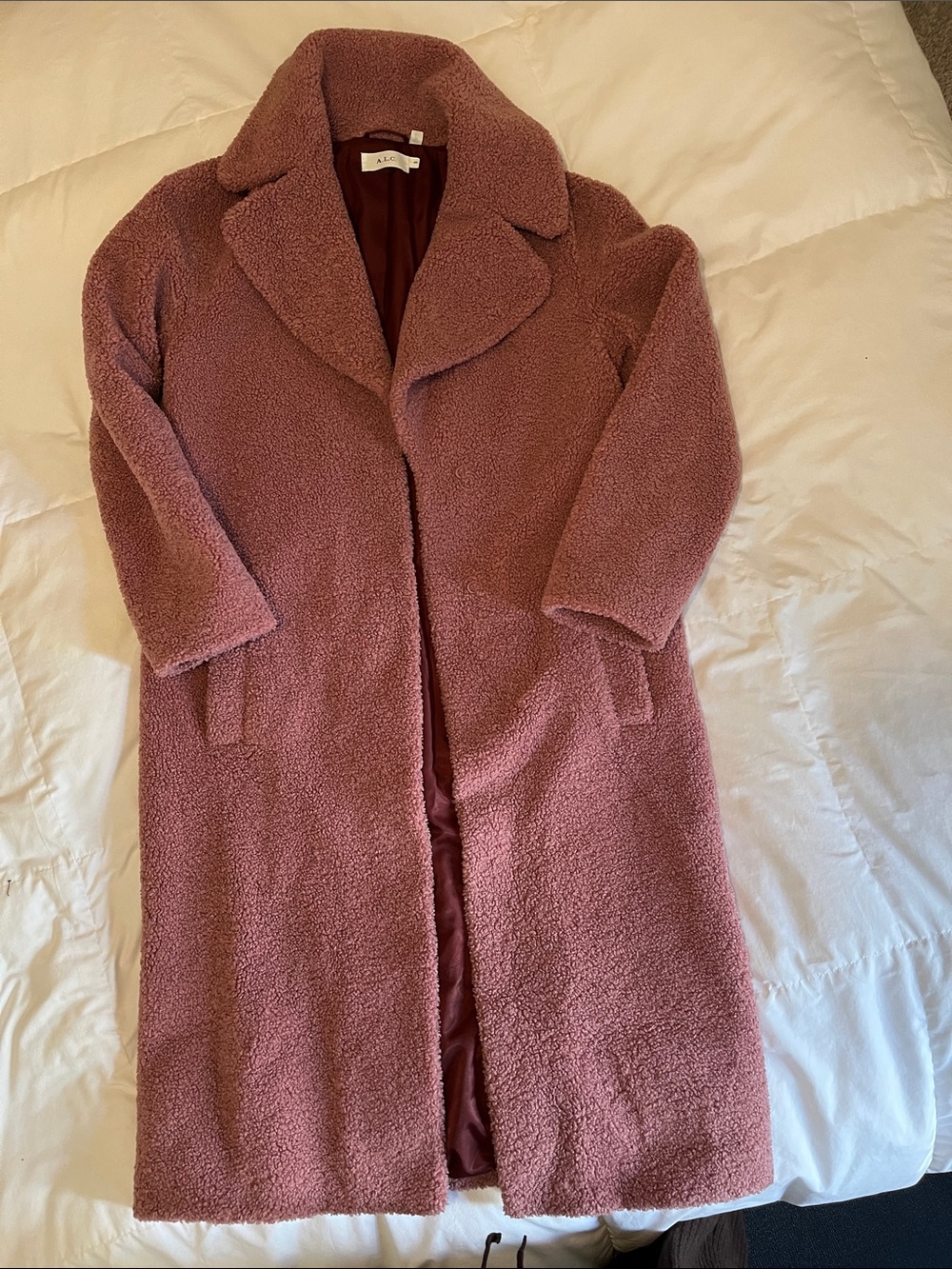 A.L.C. Plush Teddy Coat in Dusty Rose